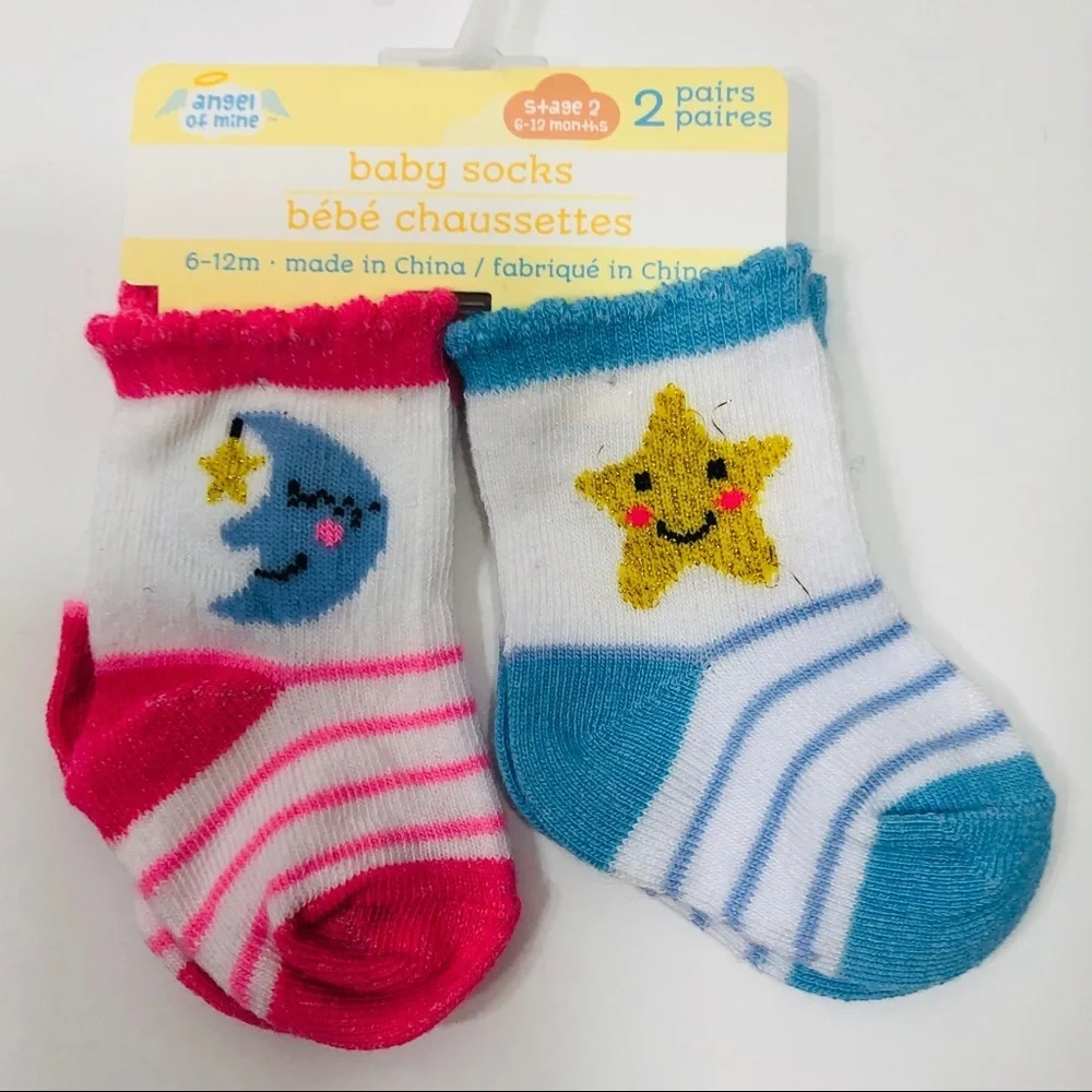 “Angel of Mine” Two Pair Baby Socks